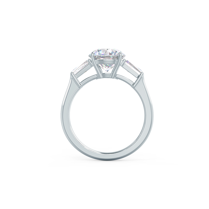 2.0CT Round Brilliant Cut Moissanite Baguette Diamond Engagement Ring