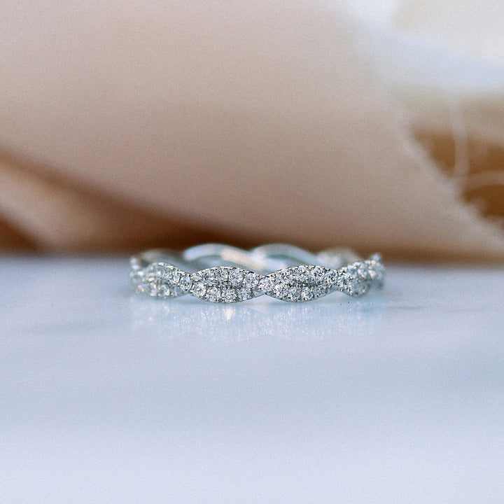 Round Brilliant Cut Full Eternity Twisted Infinite Wedding Band