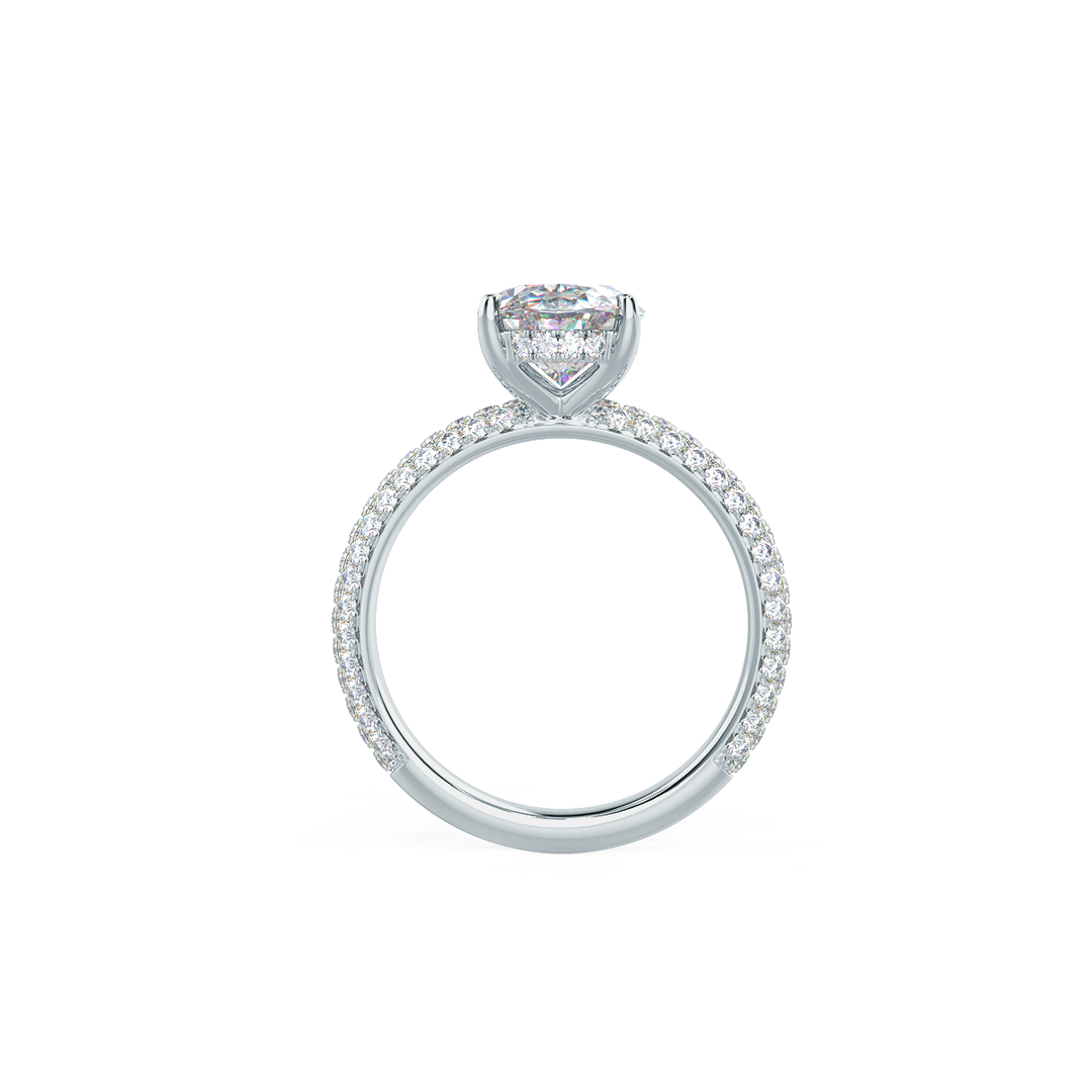 1.50CT Oval Cut Moissanite Three Sided Pave Diamond Engagement Ring