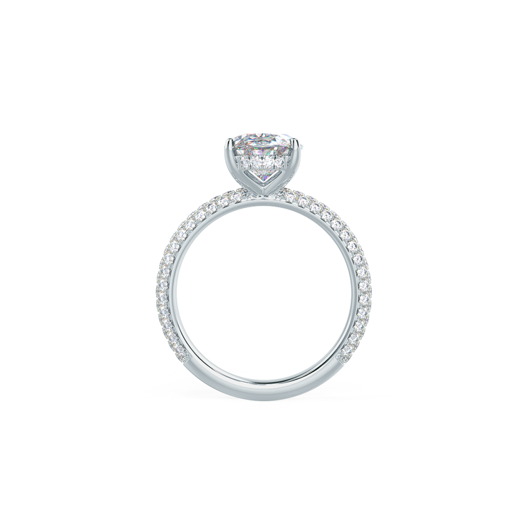 1.50CT Oval Cut Moissanite Three Sided Pave Diamond Engagement Ring