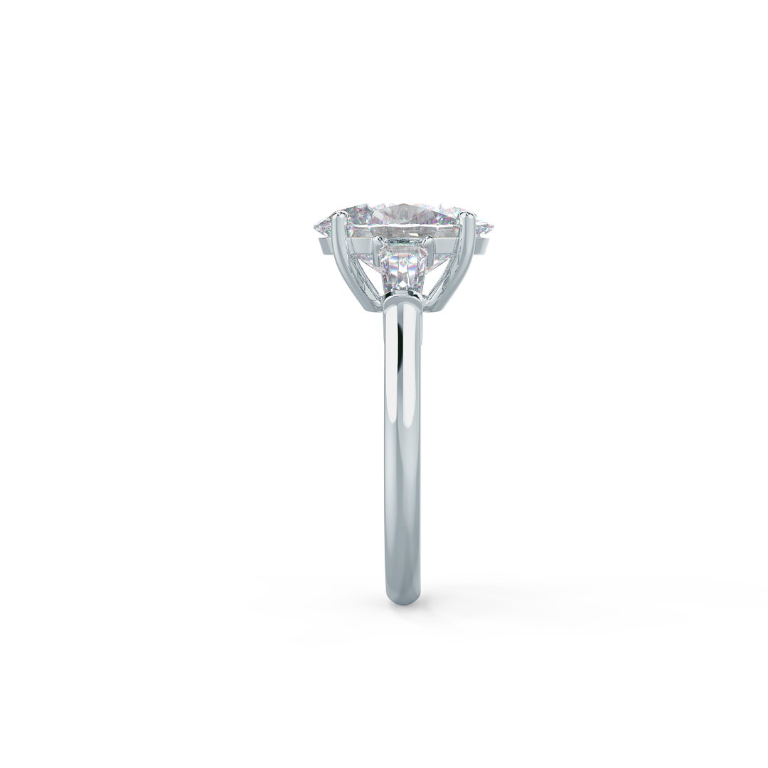 2.25CT Oval Cut Moissanite Baguette Diamond Engagement Ring