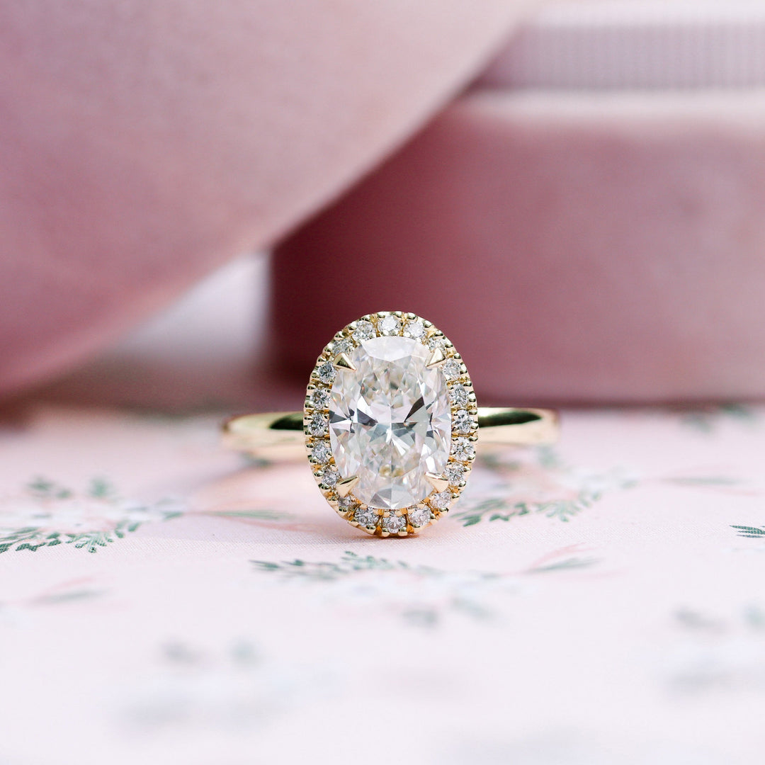 2.0CT Oval Cut Moissanite Halo Diamond Engagement Ring